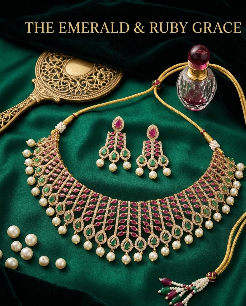 Emerald and Ruby fusion necklace