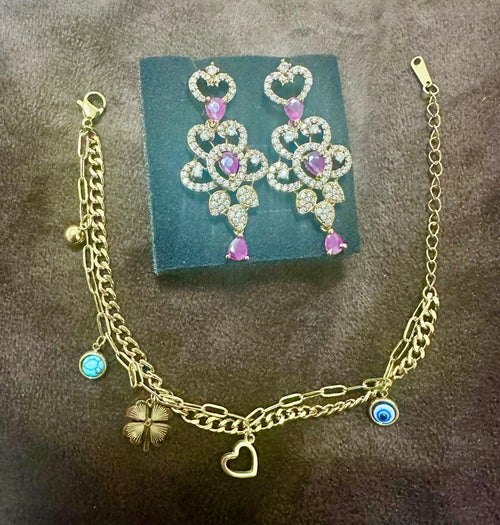 AD earrings and anti tarnish bracelet combo