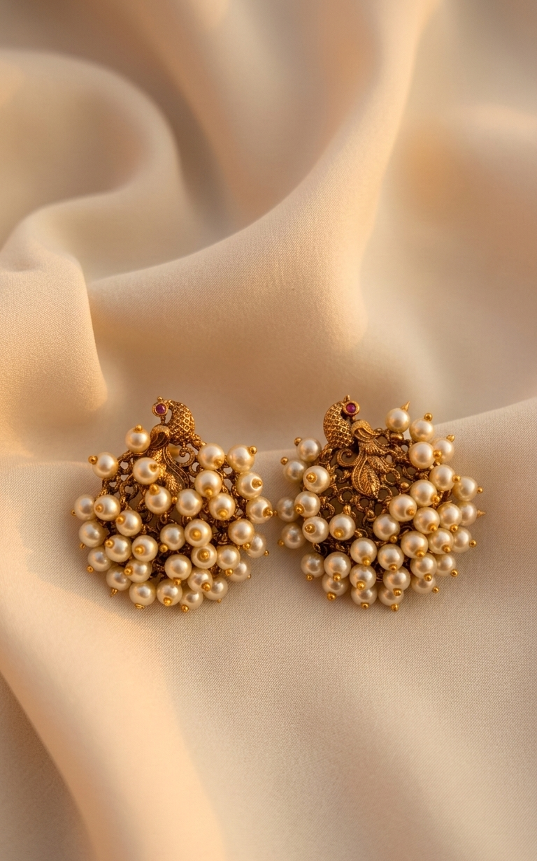 Peacock Pearl Chandbalis